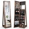 Costway Mirrored Jewelry Cabinet Armoire Lockable Standing Storage Organizer with Shelf Black/White/Coffee/Dark Brown